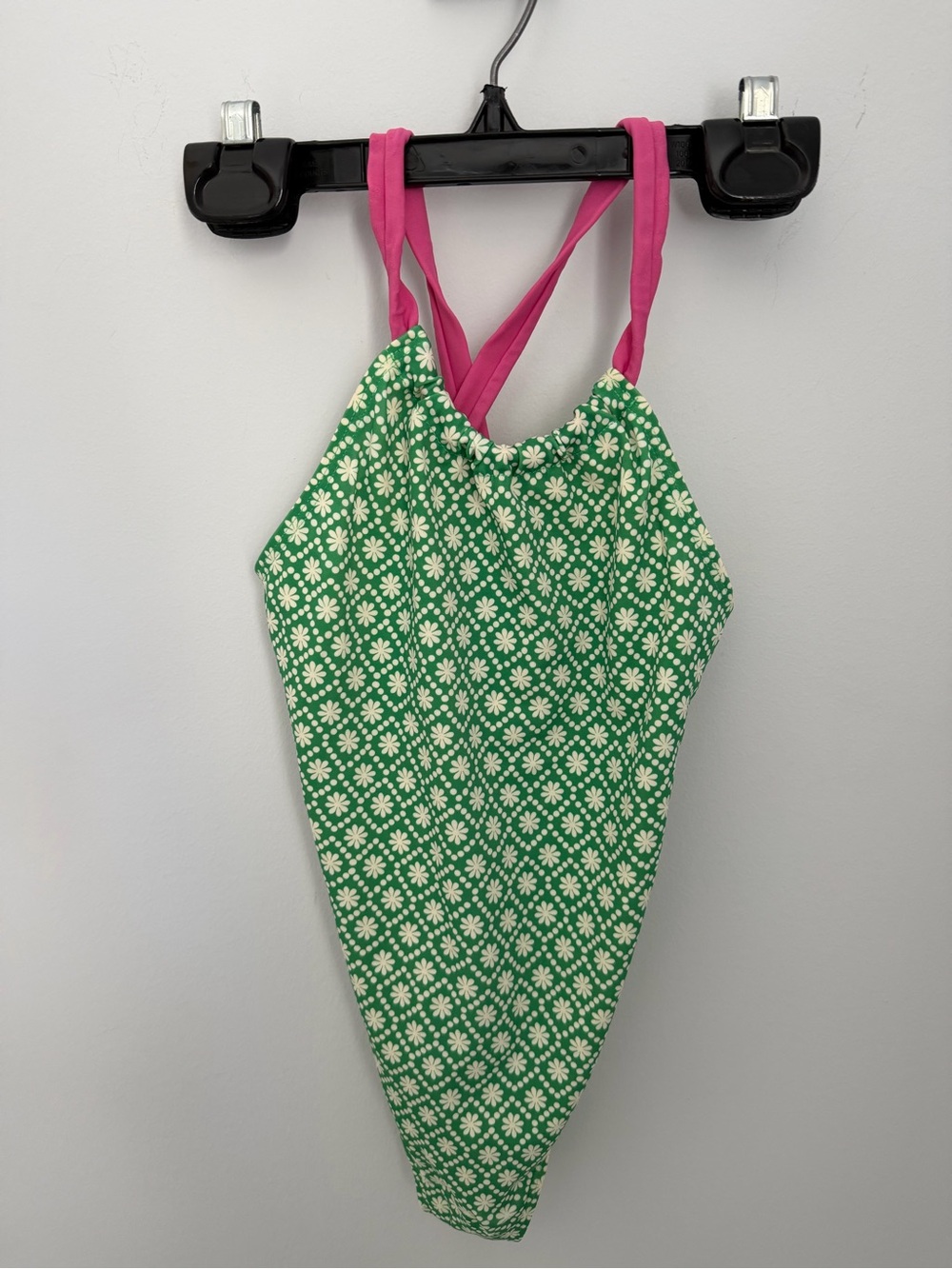 Boden Girls Floral One-Piece Swimsuit with Cross Back Pink Straps- Size 7-8